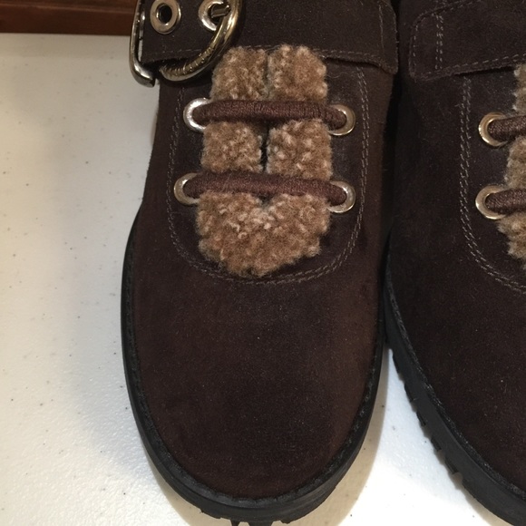 Stuart Weitzman Fur Lined Suede Shoe | Ankle Boot - Picture 4 of 16